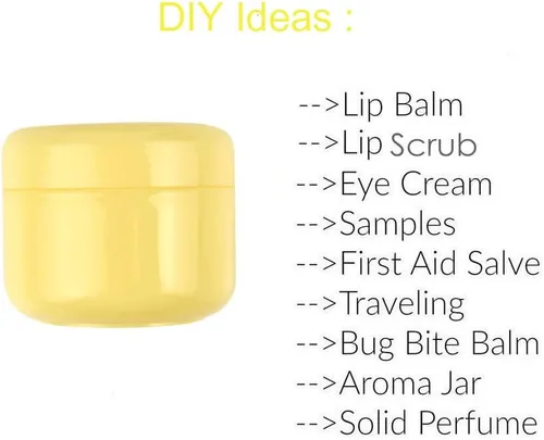 Vista 3 de Frascos redondos vacíos de plástico rellenable, 30 unidades, 1.0 fl oz, color amarillo, botella de crema para la cara, loción, loción