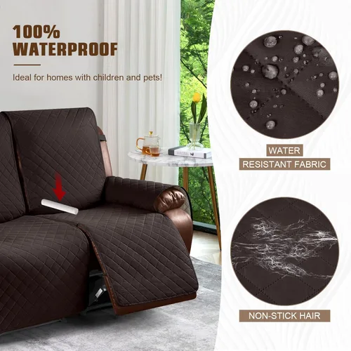 Vista 3 de KinCam Funda impermeable para sofá biplaza reclinable, fundas de sofá reclinable para 2 asientos, funda de sofá reclinable, protector de muebles