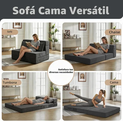 Vista 4 de Sofá Cama Plegable con Colchón, Sofá Cama Plegable con Funda para Silla de Cama con Almohada para Sala de Estar Oficina en Casa