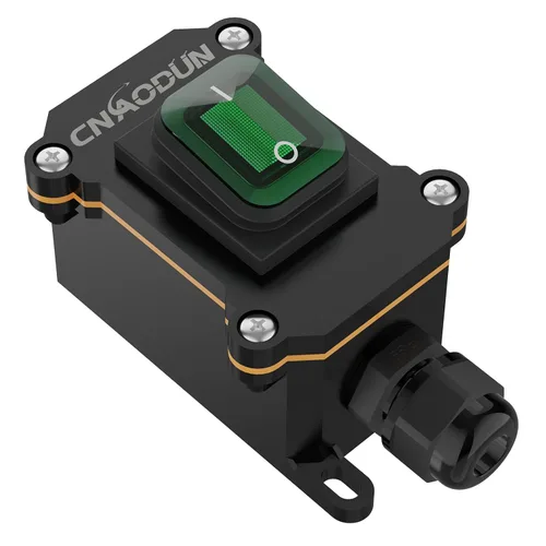 Vista 10 de Interruptor de línea impermeable, CNAODUN 12V DC 20A interruptor de palanca de encendido/apagado con botón basculante de luz verde DPST doble salida