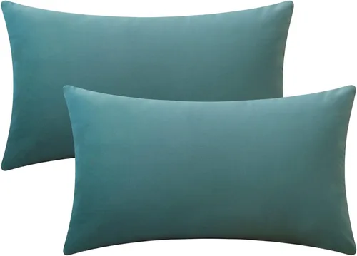 Vista 16 de Juego de 2 fundas de almohada de terciopelo para sofá y cama, 18 x 18 pulgadas, color aguamarina
