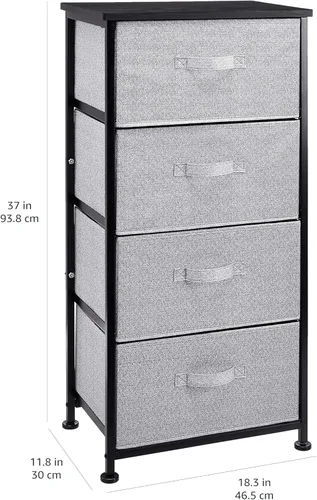 Vista 3 de Amazon Basics Organizador de almacenamiento de tela con 4 cajones para armario, color negro