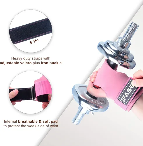 Vista 7 de IFAST Cinturón de levantamiento de pesas y correas de muñeca, cinturón de levantamiento de pesas para mujer con cinturón de soporte lumbar acolchado