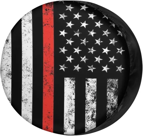 Vista 8 de Foruidea Cubierta de Neumático de Repuesto con Bandera Negra de América con Agujero para Cámara de Respaldo Cubierta de Neumático de Rueda