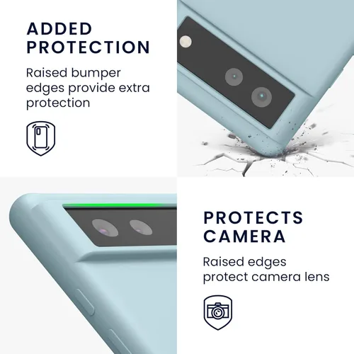 Vista 532 de kwmobile Funda Compatible con Google Pixel 6 Pro - Funda de teléfono de silicona TPU con acabado suave - Azul Arrecife