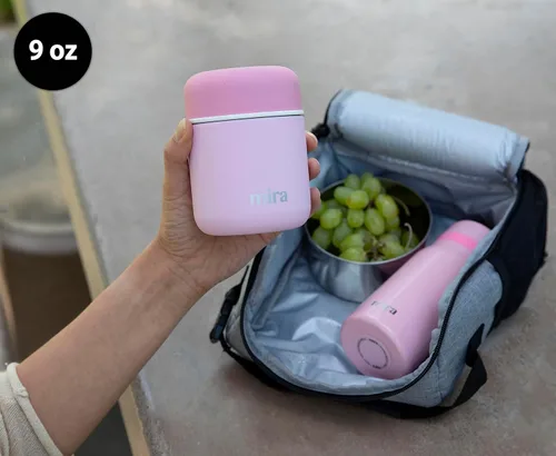 Vista 6 de MIRA Termo de alimentos aislado de 9 oz para alimentos calientes y sopa, contenedor de almuerzo al vacío de acero inoxidable compacto - blanco