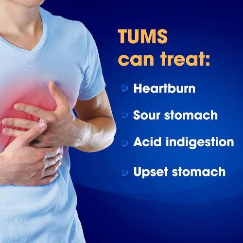 Vista 7 de TUMS Tabletas masticables antiácidas de bayas surtidas extra fuertes para aliviar la acidez estomacal, 200