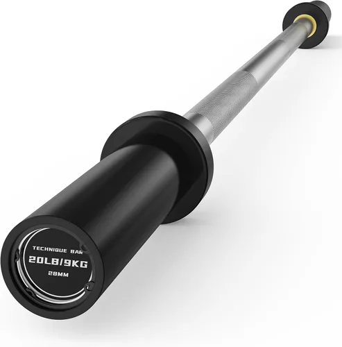 Vista 12 de PAPABABE Olympic Barbell, 4ft/5ft/6ft/6.5ft Straight Barbell for Strength Training and Technique Adjusting, 2 inch Womens Olympic Bar with Moderate