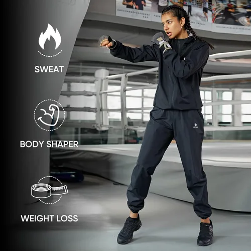Vista 2 de HOTSUIT Sauna Suit Women Machine Washable Sweat Sauna Jacket Pants Anti Rip Sweat Suits for Gym Workout