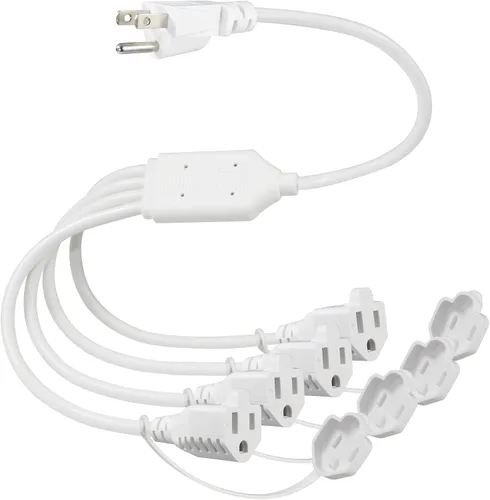 Vista 8 de KUNCAN Cable divisor de alimentación de 4 tomas, adaptador de enchufe múltiple de 3 clavijas de 1 a 4 vías, macho a hembra, cable de extensión