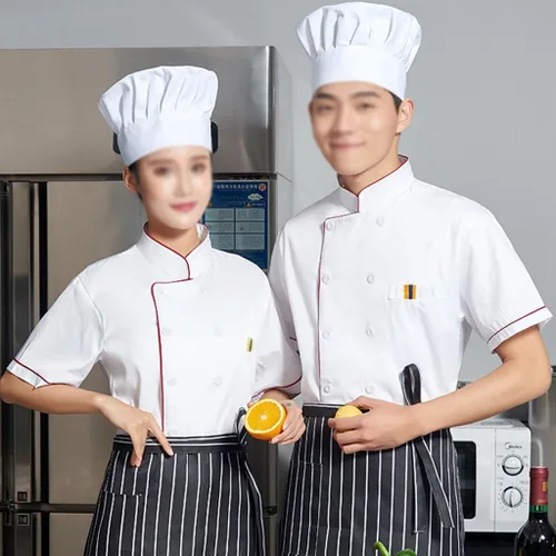 Vista 3 de Unisex Chef Coat for Hotel Kitchen Restaurant Food Service Uniform ShortLong Sleeve Chef Jacket for Men Women