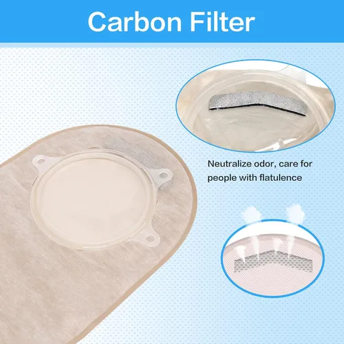 Vista 6 de 15 bolsas de colostomía, suministros de colostomía, bolsa de ostomía drenable de dos piezas con cierre, suministros de ostomía de corte máximo