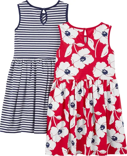 Vista 28 de Simple Joys by Carter's - Conjunto de vestido de manga corta y sin mangas para niña, paquete de 2