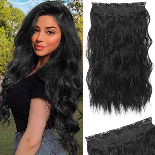 Vista 56 de REECHO Extensiones de cabello rubio, 20 pulgadas, extensiones de cabello grueso y largo con clip, extensiones de cabello sintético suave natural