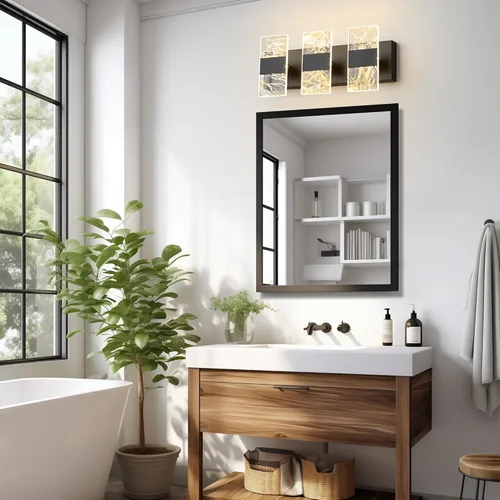 Vista 7 de Luminarias LED Modernas para Baño Regulables, Luz de Tocador Negra de 3 Luces, Luminaria de Iluminación Ajustable 5CCT Luces de Tocador Sobre