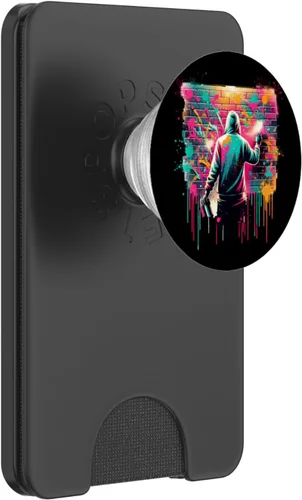 Vista 8 de Graffiti Street Artist Urban Brick Wall Retro 80s and 90s PopSockets Adhesive PopGrip