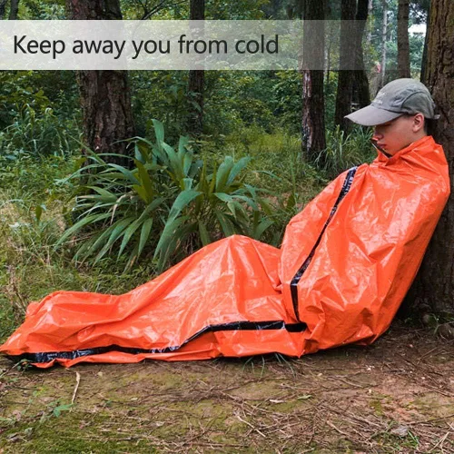 Vista 2 de Saco de dormir de película de aluminio, diseño de saco de dormir, fácil de usar, adecuado para acampar en la montaña