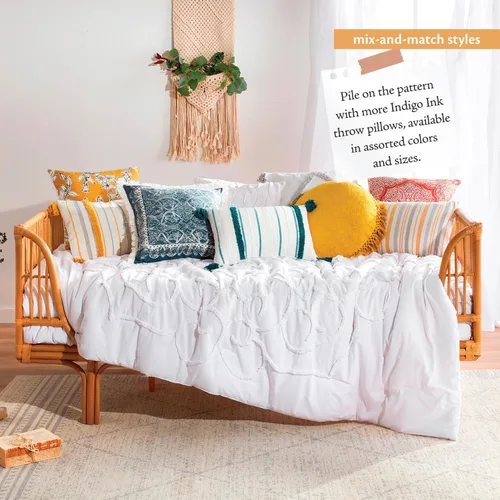 Vista 8 de Indigo Ink - Almohada decorativa, almohada de rayas acolchadas con borlas, almohadas decorativas para sofá o cama, decoración bohemia para el hogar