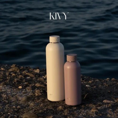 Vista 6 de [Usado] KIVY Stainless Steel Insulated Water Bottle 16oz Leak Proof BPA-Free Metal Water Bottle - Slim water bottle no straw - Blue water bottle