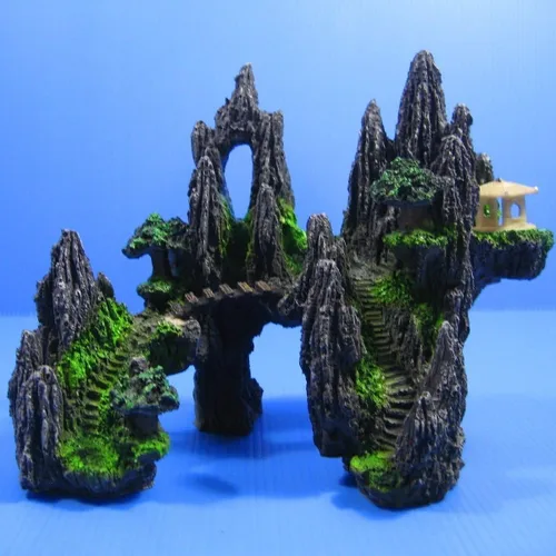 Vista 4 de Mountain View Acuario Ornamento Árbol Casa Cueva Puente Fish Tank Decoración
