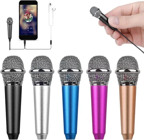 Mini micrófono vocal/instrumento portátil para grabación de video de voz, canto, vlogging, podcasting, micrófono pequeño para iPhone, teléfono Negro