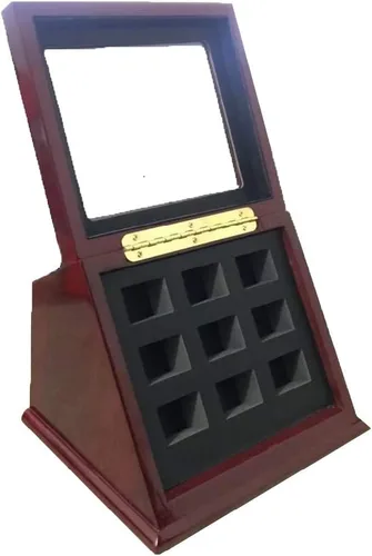 Vista 7 de Sports Championship Rings - Caja de sombra de madera sin anillos (12 ranuras)