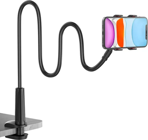 Soporte de teléfono de cuello de cisne para cama, soporte flexible para teléfono celular con brazo perezoso, soporte de abrazadera ajustable 360