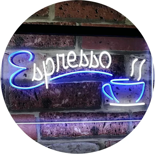 ADVPRO Espresso Coffee Shop - Letrero de neón LED de doble color, blanco y azul, 16 x 12 pulgadas, st6s43-i2075-wb