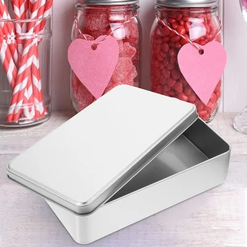 Vista 3 de Luxshiny Recipientes de comida 3 unids caja de almacenamiento de hojalata rectangular caja de hojalata Contenedor de caramelo de lata Tarro