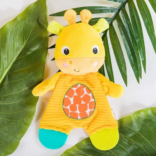 Vista 6 de Bright Starts Snuggle & Teethe - Juguete de peluche para dentición sin BPA con sonido crujiente para bebé - Elefante