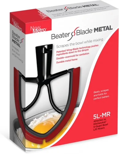 Vista 7 de New Metro Design Beater Blade Metal TH-MR Compatible con KitchenAid 4.5-5 Qt Batidora de pie con cabezal inclinable, rojo