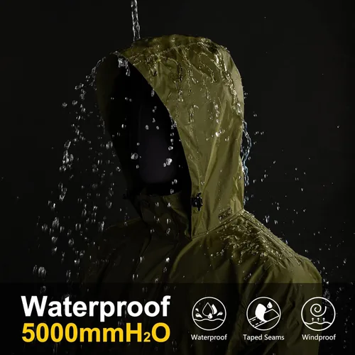 Vista 2 de 33,000ft Chaqueta impermeable plegable para hombre, ligera, impermeable, con capucha para golf, ciclismo, rompevientos
