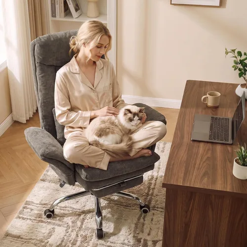 Vista 15 de Silla de oficina entrecruzada, reposabrazos abatibles para mascotas y patas Rosa