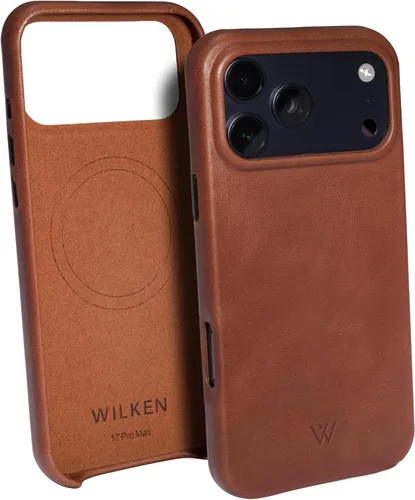 Vista 28 de Wilken - Funda de cuero delgada para teléfono compatible con iPhone 15 Pro, compatible con MagSafe y carga inalámbrica, funda de cuero de primera