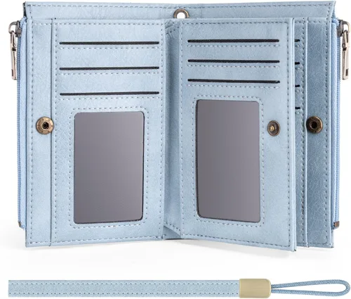 Vista 10 de XINNSTAR Cartera para mujer con bloqueo RFID de gran capacidad, cartera larga para mujer con bolsillo de muñeca, con ventana para tarjeta