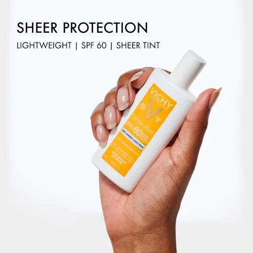 Vista 7 de Vichy Capital Soleil Tinted Mineral Sunscreen for Face SPF 60, Titanium Dioxide Face Sunscreen, Travel Size Sunscreen, Water Resistant, Light