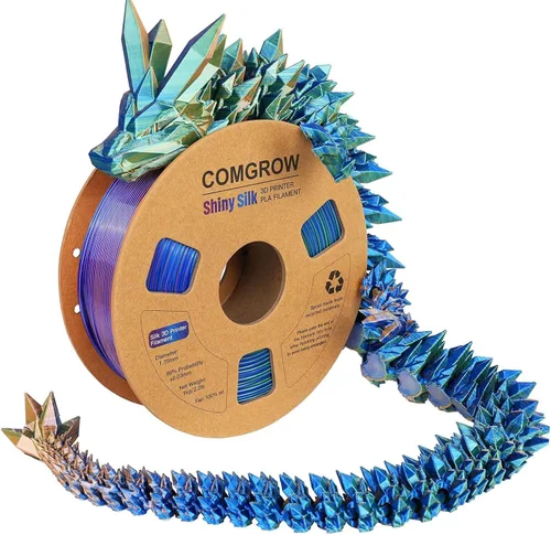 Vista 15 de Comgrow - Filamento para impresora 3D de seda PLA, color dual 2 en 1 negro y verde, filamento PLA para impresión 3D de 1.75mm, precisión dimensional