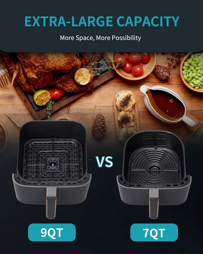 Vista 3 de Ultrean Freidora de aire, horno eléctrico 6 en 1 de 9 cuartos de galón de capacidad, olla sin aceite, panel de control táctil LCD de tamaño familiar