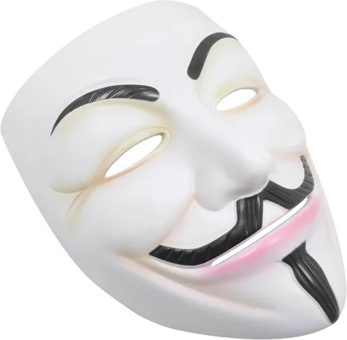 Vista 4 de Máscara de hacker V para vendetta máscara de Halloween Cosplay disfraz fiesta accesorios blanco