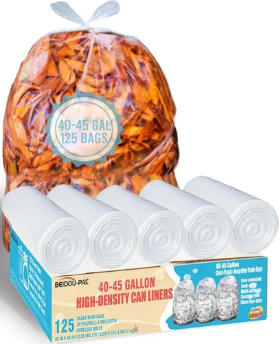 Vista 16 de BEIDOU-PAC Bolsas de basura de 4 a 6 galones, 300 unidades a granel, bolsas de reciclaje de plástico transparente, bolsas de basura multiusos