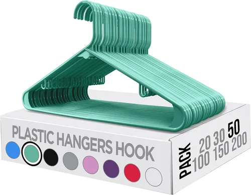 Vista 7 de Utopia Home Perchas de plástico paquete de 50 Perchas para ropa con ganchos Perchas para faldas Percha duradera y ahorra espacio Perchas de agua