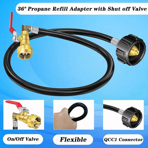 Vista 3 de Boltigen Adaptador de repuesto de propano para tanques de 1 libra, adaptador de recarga de propano de 3 pies, adaptador de llenado de propano de 1
