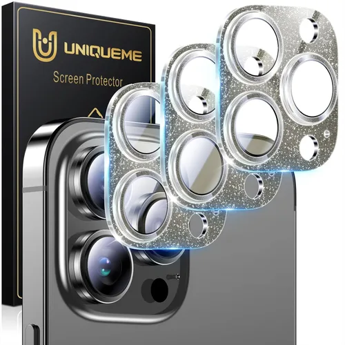 Vista 60 de UniqueMe para Paquete de 3 Protectores de Lente de Cámara para iPhone 15 Pro/iPhone 15 Pro Max, [Protección contra Caídas] [Compatible con Fundas]