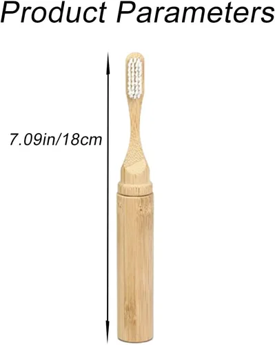 Vista 4 de Cepillo de dientes de viaje de bambú para cepillos de dientes, kit de soporte para cepillo de dientes plegable, portátil, cerdas suaves
