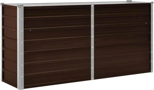 Vista 24 de vidaXL Jardín elevado de acero galvanizado, maceta de jardín rectangular para flores y macetas, cama de flores elevada sin fondo, resistente a