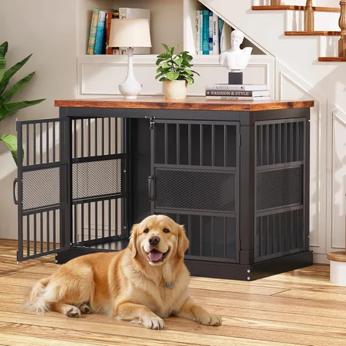 Vista 11 de VOPEAK Mueble de jaula para perros de 27.5", jaula para perros resistente a mordiscos para perros pequeños y cachorros, jaulas para perros