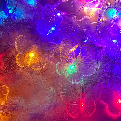 Vista 2 de Luces de Cortina de Mariposa, 60 LEDs 8 Modos Luces de Cortina de Hadas en Cadena, 8.2 pies x 1.9 pies Luces Estrelladas Centelleantes con Control