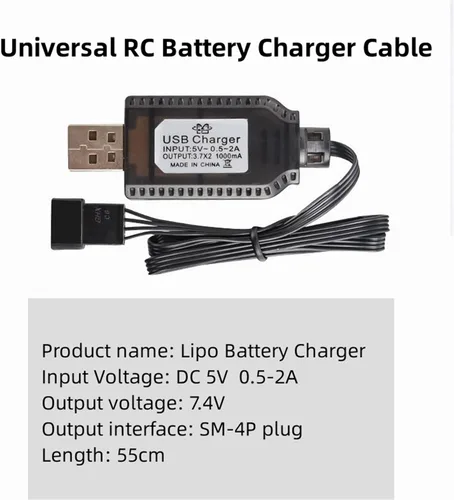 Vista 2 de Cable universal de cargador de batería RC con conector SM de 4 pines para batería Lipo de 7.4 V 2S, compatible con coche