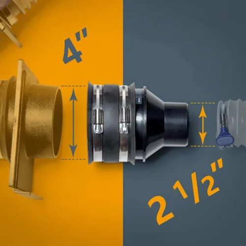 Vista 3 de POWERTEC 70322 Reductor de 4 a 2-1/2 pulgadas y manguito flexible de control de polvo de 4 pulgadas con abrazaderas de manguera de acero inoxidable