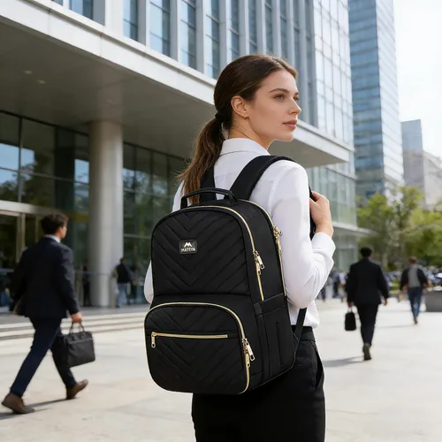 Vista 8 de MATEIN Mochila de trabajo con compartimento para el almuerzo, mochila acolchada aislada para mujer, lonchera resistente al agua, mochila